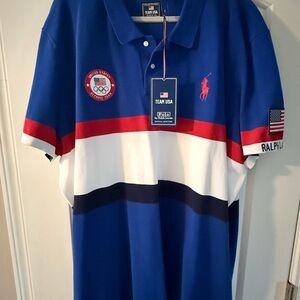 Ralph Lauren Red, white, and Blue Polo Shirt with Olympic Logo